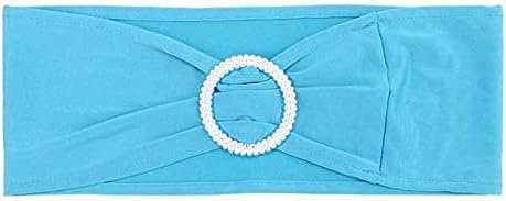Tvoip 10PCS Chair Cover Stretch Band with Buckle Slider Sashes Bow Wedding Banquet Chair Decoration (Lake Blue)
