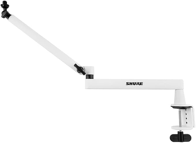 Premium Low-Profile Desktop Mic Boom Stand - Fully Adjustable for Podcast, Streaming, and Home Office Setups, White (SH-BROADCAST2-W)