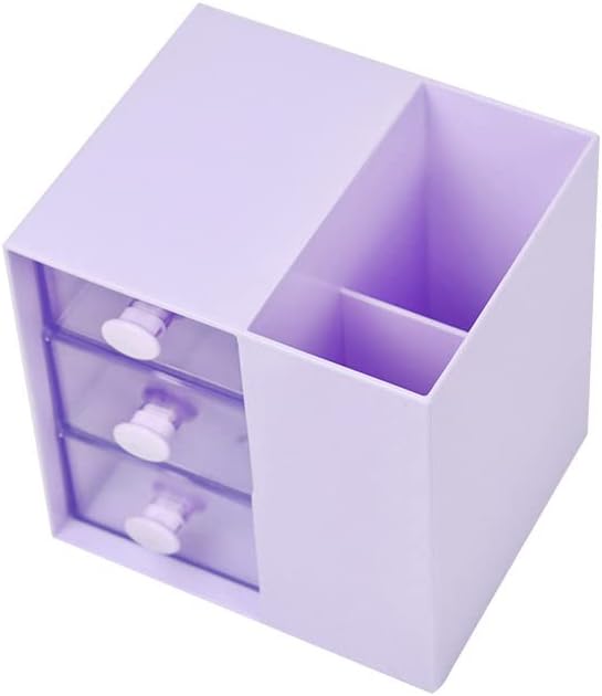 Pen Holder Pencil Cup Holder Desk Organizer Office Stationery Supplies Organizers, 4 Compartments Desk Office and School (Purple)