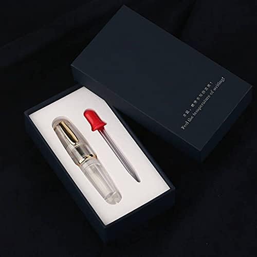 Lanxivi Majohn Q1 Mini Fountain Pen Extra Fine Nib Transparent Eyedropper Filling, Short Resin Pocket Pen Large Capacity
