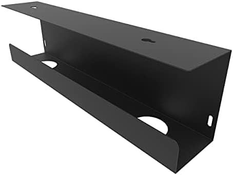 Under Desk 17 inch Wide Cable Management Tray | Steel Power Strip Holder, Cord Organizer, Wire Management Tamers for Office and Home, Black (UDCMT17In, Black)