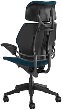 Humanscale Freedom Office Chair with Headrest - Ergonomic Work Chair with Standard Height Adjustable Duron Arms - Wheels for Carpet - Graphite Frame with Peacock Corde 4 Fabric