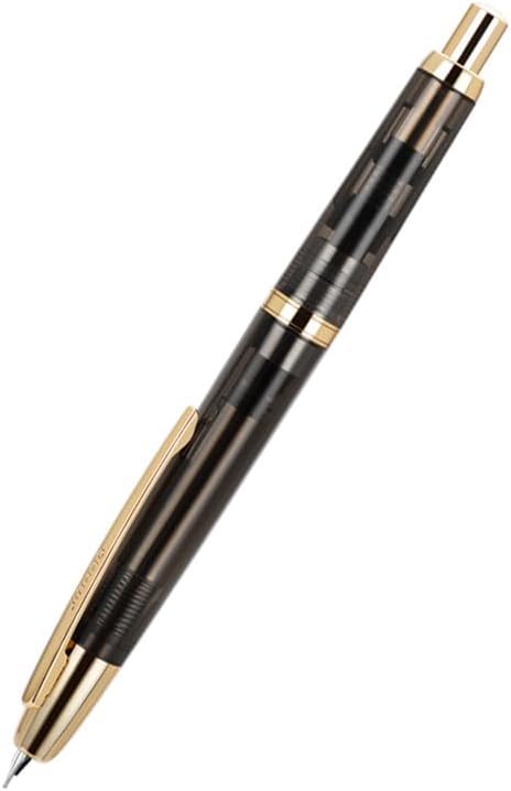 Jinhao 20 Press Fountain Pen, Transparent Black Retractable Fine Nib with Ink Converter Set (Golden Clip)