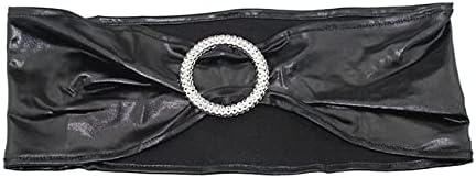 Tvoip 10PCS Chair Cover Stretch Band with Buckle Slider Sashes Bow Wedding Banquet Chair Decoration (Metallic Black)