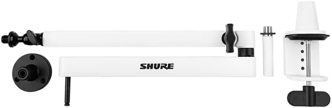Premium Low-Profile Desktop Mic Boom Stand - Fully Adjustable for Podcast, Streaming, and Home Office Setups, White (SH-BROADCAST2-W)