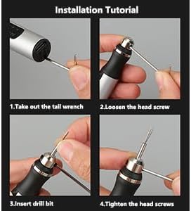 Rechargeable cordless Electric Micro Engraver Pen Mini DIY Engraving Tool Kit for Metal Glass Ceramic Plastic Wood Jewelry with 30 Bits and 16 Stencils and 1 Scriber Pen