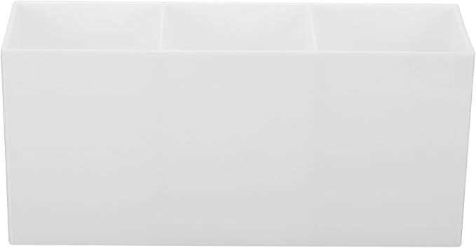 PATIKIL 3 Compartments Clear Acrylic Pen Holder, Pencil Holder Pen Organizer Pencil Cup Makeup Brush Holder Square for Countertop Desk, White