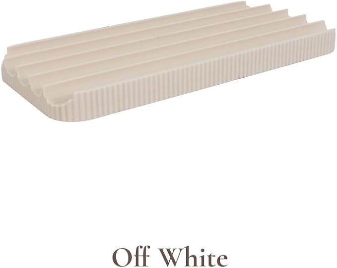 Ribbed Desk Pen Tray Minimal Decorative Organizer for Pens and Small Accessories (OFFWHITE)