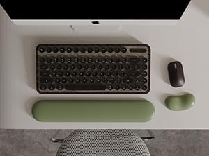 Ergonomic Wrist Rest Set for Keyboard and Mouse | Cooling Gel & Slow-Rebound Memory Foam Palm Support Pad | Luxe Leather, Minimalist, Non-Slip PU Base for Office, Laptop & Gaming (04Green)