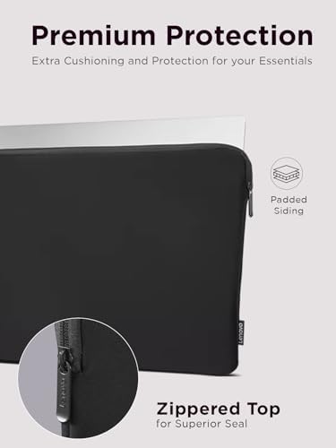 Lenovo Basic Laptop Sleeve 14 Inch Notebook/Tablet Compatible with MacBook Air/Pro Neoprene Material - Soft Fleece Lining - Zippered Top Opening - Black