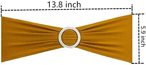 Tvoip 10PCS Chair Cover Stretch Band with Buckle Slider Sashes Bow Wedding Banquet Chair Decoration (Gold)