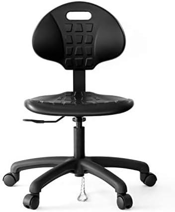 ESD Anti Static Ergonomic Polyurethane Chair Adjustable Height Heavy Duty Easy to Clean for Research, Laboratory and Cleanroom (Self Braking Casters, Medium Chair)