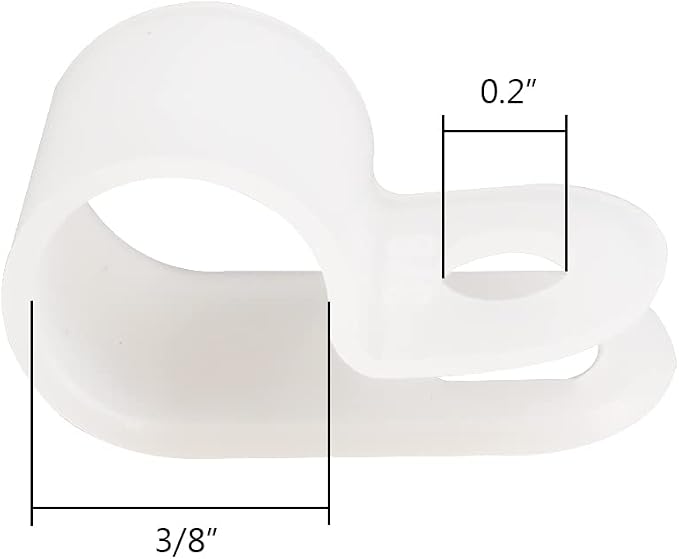 Cable Clamp R-Type Cable Clip Wire Clamp 3/8" Nylon Screw Mounting Cord Fastener Clips with Screws for Wire Management - White - 50 Pcs