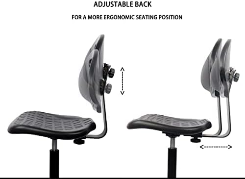 ESD Anti Static Ergonomic Polyurethane Chair Adjustable Height Heavy Duty Easy to Clean for Research, Laboratory and Cleanroom (Self Braking Casters, Medium Chair)