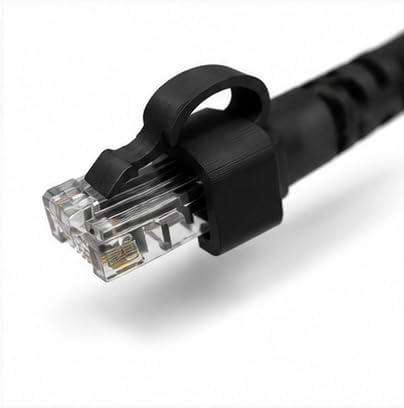 SplashNColor RJ45 Ethernet Plug Clip Compatible with CAT5 CAT5e CAT6 Connectors - Snap-On Latch Repair | Restore Broken Cable Lock Tab | 10 PCS Network Cord End Retainer Caps