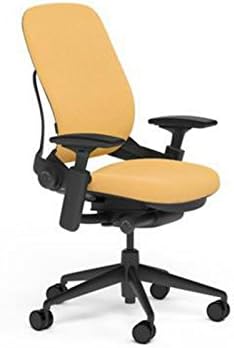 Steelcase Leap V2 Desk Chair in Buzz2 Sunrise Fabric - 4-Way Highly Adjustable Arms - Black Frame and Base - Soft Dual Wheel Hard Floor Casters