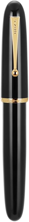 Jinhao 9019 Fountain Pen Dadao Series Black Acrylic Gold Trim #8 Extra Fine Nib with Large Converter for Writing, Signature and Calligraphy