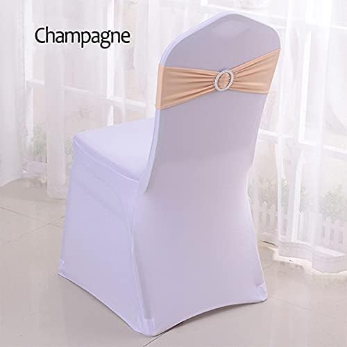 Tvoip 10PCS Chair Cover Stretch Band with Buckle Slider Sashes Bow Wedding Banquet Chair Decoration (Champagne)