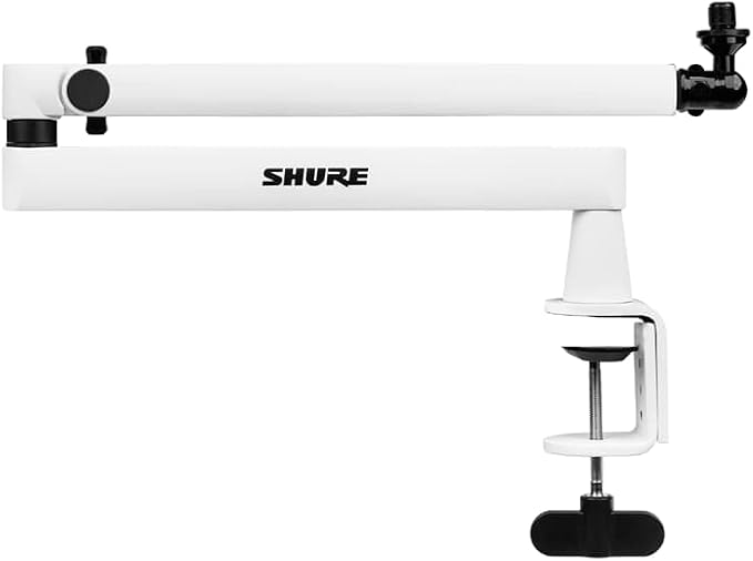 Premium Low-Profile Desktop Mic Boom Stand - Fully Adjustable for Podcast, Streaming, and Home Office Setups, White (SH-BROADCAST2-W)
