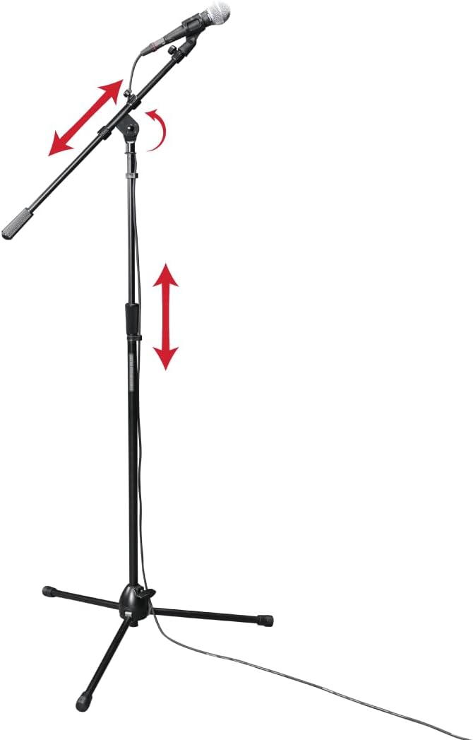 Gator Frameworks Rok-It Series Heavy Duty All Metal Telescoping Tripod Mic Stand with Adjustable 36" to 64" Height and Extendable Boom Arm, Fully Collapsible for Convenient Travel (RI-MIC-5020)