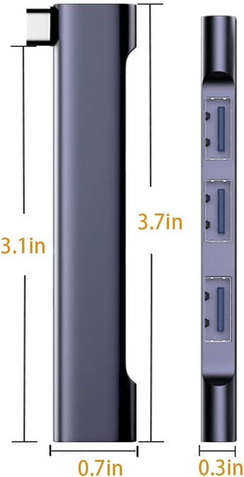 USB-C Hub for Laptop - Ultra-Slim Multiport Adapter with USB 3.0, Expander for MacBook Pro/Air, Surface Pro, Keyboard, Flash Drive (4-in-1)
