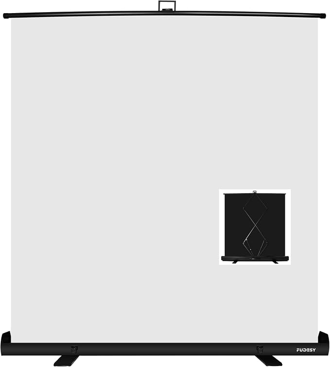 White Backdrop Screen, Collapsible Chroma Key Retractable Photo Background | 74 x 76in Portable Chromakey Panel, Wrinkle Resistant, Pull Up, Video Conference, Live Game, Streaming, Photographic Studio