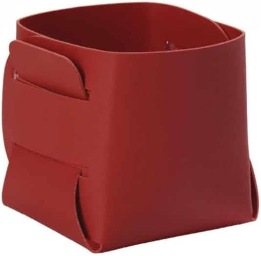 Multi-purpose Nordic Leather Desktop Storage Box - Makeup Brush Holder, Pen Organizer for Table, Innovative Design Desk Organizer for Home & Office (red)