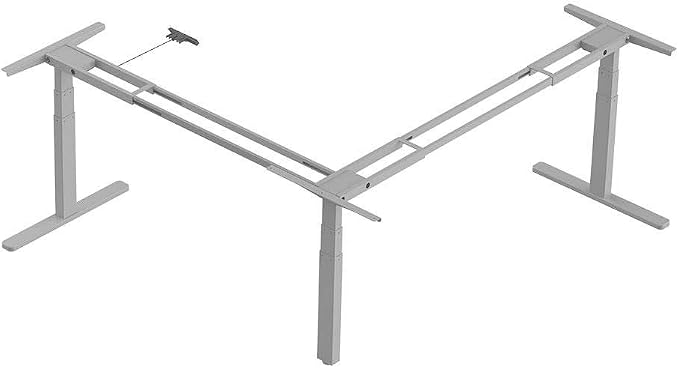 Monoprice Triple-Motor Sit-Stand Corner Desk Frame - Height-Adjustable, L-Shaped, Gray - Workstream Collection