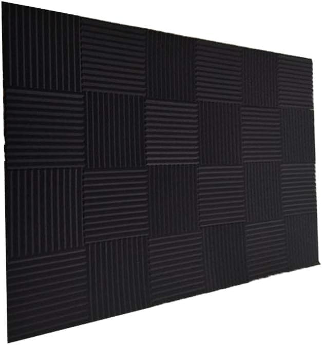 Burdurry 50 Pack Acoustic Panels Soundproof Studio Foam for Walls Sound Absorbing Panels Sound Insulation Wedge for Studio, 1" X 12" X 12" (Black)