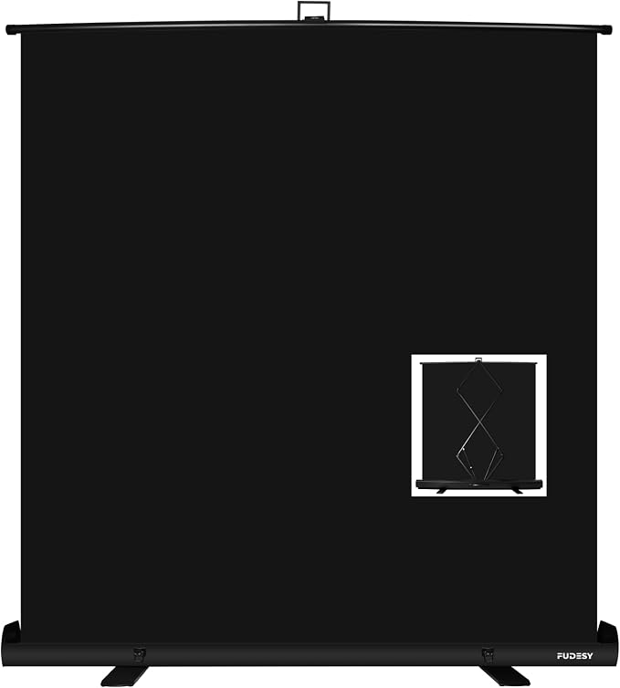 Black Backdrop Screen, Collapsible Retractable Chroma Key Photo Background | 74 x 76in Portable Chromakey Panel, Wrinkle Resistant, Pull Up, Photographic Studio, Video Conference, Live Game, Streaming