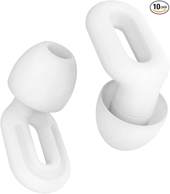 Focus Noise-reducing Earplugs - Reusable Silicone Earplugs for Deep Focus, Work, Study, Comfy Sleep, Misophonia, Travel, Hearing Protection - Adjustable in XS/S/M/L, SNR 23, NRR 17, White