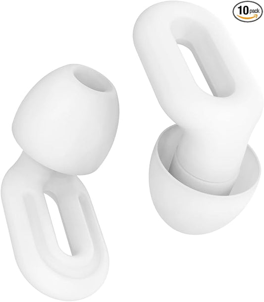 Focus Noise-reducing Earplugs - Reusable Silicone Earplugs for Deep Focus, Work, Study, Comfy Sleep, Misophonia, Travel, Hearing Protection - Adjustable in XS/S/M/L, SNR 23, NRR 17, White
