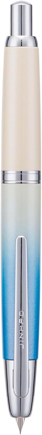 Jinhao 10 Press Fountain Pen with Box, Gradient Blue Retractable Fine Nib with Ink Converter Limited Edition Set (Silver Clip)
