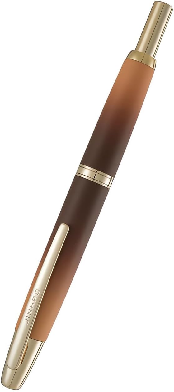 Jinhao 10 Retractable Fountain Pen, Caramel Coffee EF Writing Pen with Converter and Pen Box