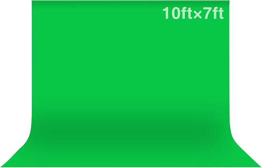 Green Screen Backdrop, 10x7ft (WxH) Photography Chromakey Greenscreen Background Sheet, Polyester Collapsible Green Backdrop Curtain for Streaming, Meeting, Photo Studio, Video Recording
