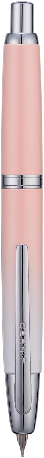 Jinhao 10 Press Fountain Pen with Box, Gradient Peach Pink Retractable Fine Nib with Ink Converter Set (Silver Clip)
