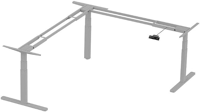 Monoprice Triple-Motor Sit-Stand Corner Desk Frame - Height-Adjustable, L-Shaped, Gray - Workstream Collection
