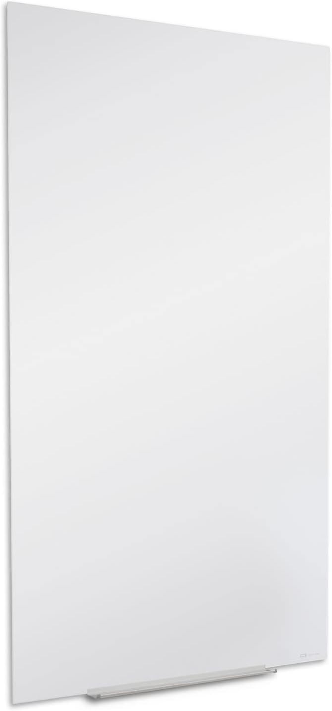 Quartet Whiteboard, Magnetic Dry Erase White Board, Glass 28" x 50" Vertical-Only, Frameless, InvisaMount, White (Q012850IMW)