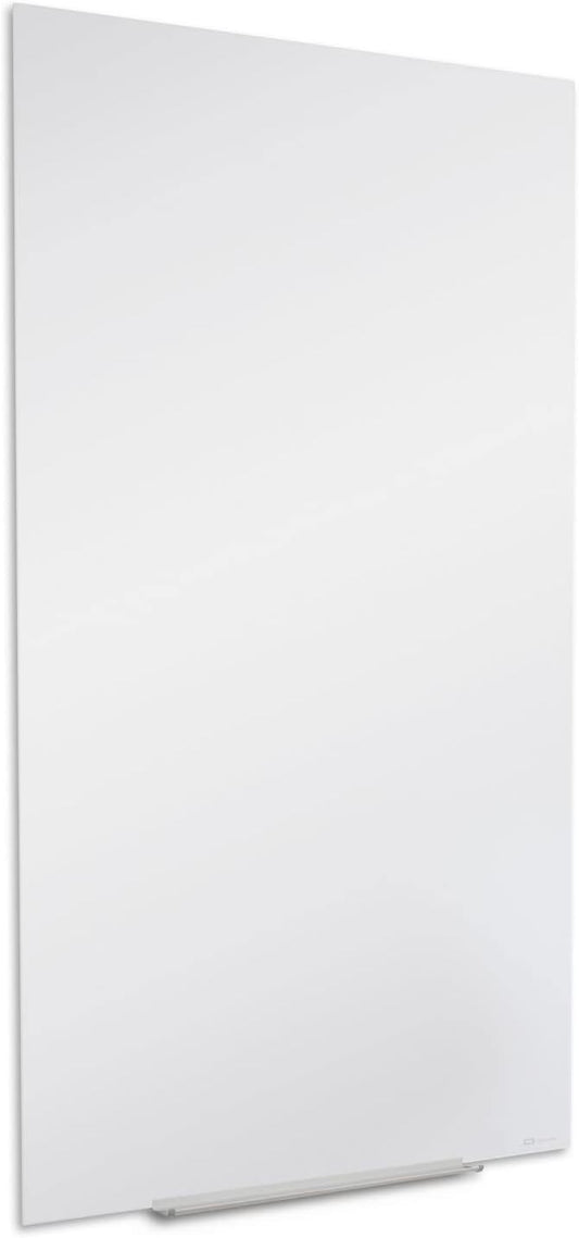 Quartet Whiteboard, Magnetic Dry Erase White Board, Glass 28" x 50" Vertical-Only, Frameless, InvisaMount, White (Q012850IMW)