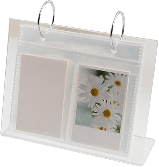 Tabletop Flip Photo Frame Photo Album 68 Pockets Desk Calendar Album Poster Frame for Displaying Photos Postcards, Acrylic Desk Ornaments (3.50x2.55in)
