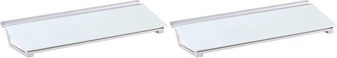 Glass Desktop Computer Pad, 18" x 6", Whiteboard, Dry Erase Surface, White Surface (GDP186), 2 Set