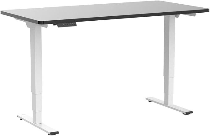 SANODESK Dual Motor Standing Desk 220lbs Height Adjustable Desk | 55"x28" Spacious One-Piece Black Desktop & White Frame, 4 Memory Presets, 3-Stage Legs, 220lbs, 2-Box for Home & Office