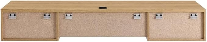 Pemberly Row Wall Mount Office Desk, 60 in Particleboard and Wood, Oak Finish, Mid-Century Modern Style with Keyboard Tray and Storage Drawers, Durable Design for Home Office or Dorm Room Use