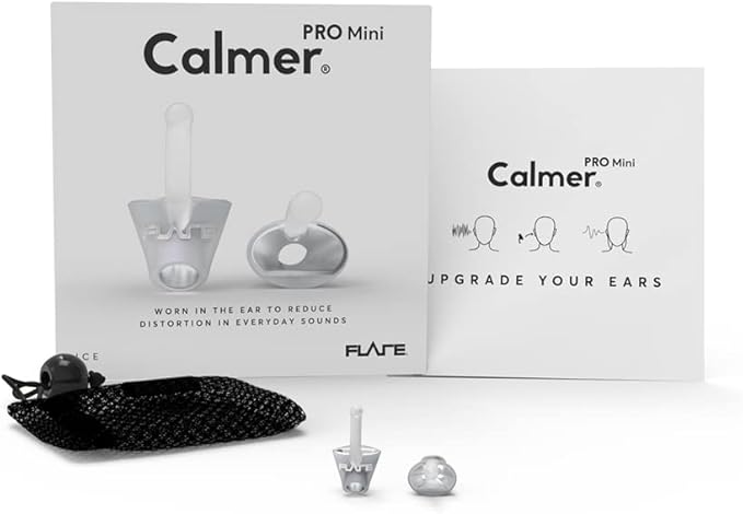 Flare Audio Calmer | Noise Reducing Ear Plugs Alternative | Silicone Reusable Ear Plugs for Noise Sensitivity, Focus and Travel | Ear Plugs for Noise Reduction (pro mini, White)