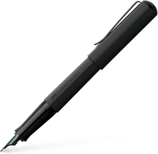 Faber-Castell HEXO Fountain Pen, Matte Black – Extra Fine: Modern Fountain Pen with Black Stainless Steel Extra Fine Nib, Ergonomic Grip & Balanced Aluminum Barrel for Creative Writing