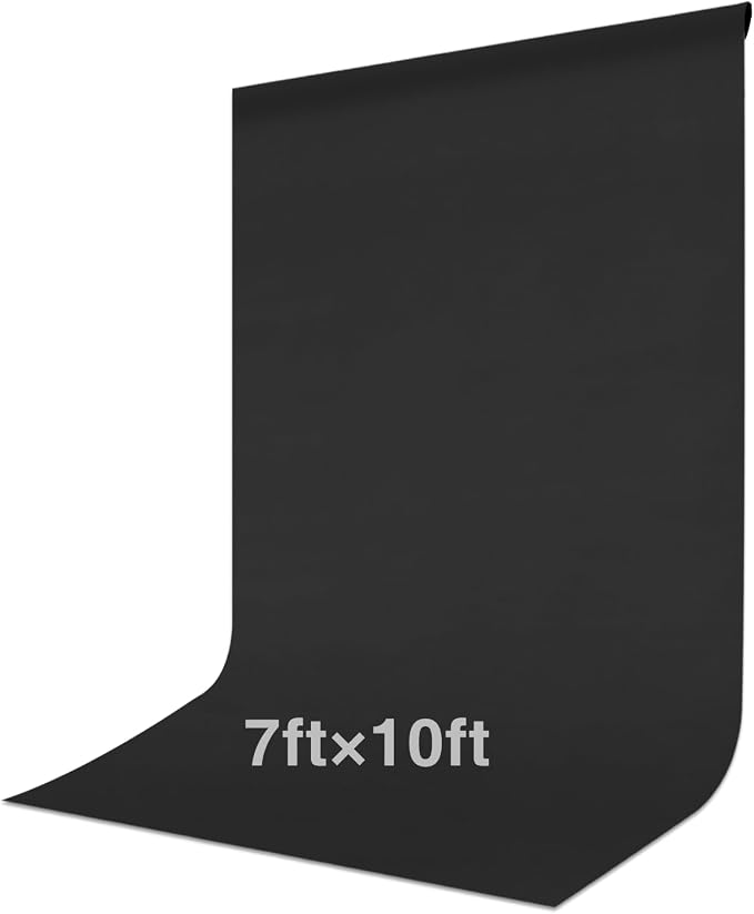 Black Backdrop Curtain 7x10ft (WxH), Black Photo Backdrop for Photography Polyester Collapsible Background Screen for Portrait, Product Video, Pet, Photoshoot, Birthday, Party