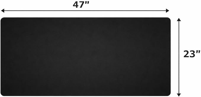 Large Desk Mat 47" x 23" – Premium PVC Leather Desk Pad, Non-Slip Office & Home Workspace Mat, Water-Resistant Writing Surface, Large Desk Protector for Laptop, Keyboard & Mouse (Black)