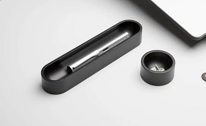 Desktop Organizer Set, Modern Black Plastic Storage Trays, Minimalist Office Pen Holder and Small Item Organizer for Desk, Countertop