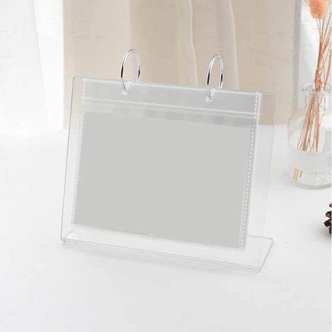 Tabletop Flip Photo Frame Photo Album 68 Pockets Desk Calendar Album Poster Frame for Displaying Photos Postcards, Acrylic Desk Ornaments (3.50x2.55in)
