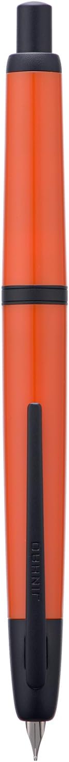 Jinhao 20 Press Fountain Pen, Orange Red Retractable Medium Nib with Ink Converter Set (Black Clip)